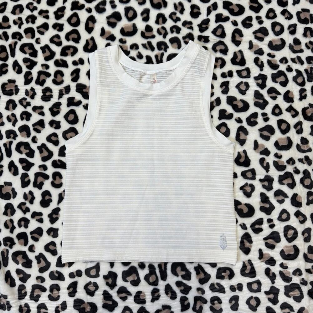 FP Movement New Flow Smocked Striped Cropped Activewear Tank Top Size Medium